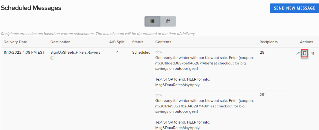 test a scheduled message